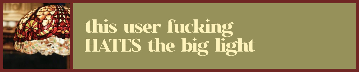 this user fucking hates the big light